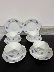 LOTTO 10 pezzi Adderley England Bone China Chelsea blu 4 tazze/piattini 2 piatti laterali - Foto 1 di 3