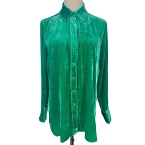 NWT John Mark Women's Green Velvet Long Sleeve Shirt Size S Casual Tunic - Picture 1 of 12