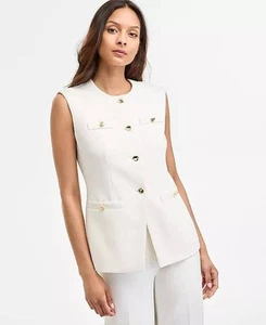 Anne Klein Women’s Four-Button Vest 10 White NWT $129 - Picture 1 of 3