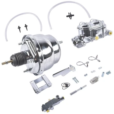 Chrome Power Brake Booster Master Cylinder Disc Drum Kit for Chevrolet 1955-1957 - Image 1 of 4
