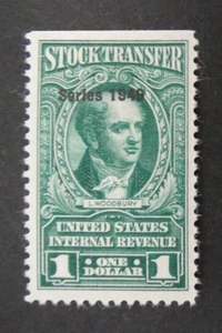 US Revenue Stamp RD297 $1 Stock Transfer Overprinted Series 1949 - Picture 1 of 2