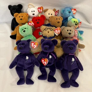 TY Beanie Babies Lot Of 14 Bears Plush w/ 3 Princess - 9 have Tags - Picture 1 of 11
