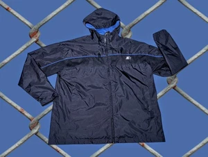 STARTER Navy Blue Track Jacket FULL ZIP Windbreaker Coat HOODED Men's Medium - Picture 1 of 13