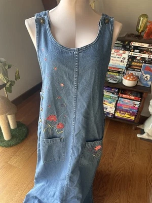 Vestido de mezclilla floral bordado vintage de Christopher & Banks para mujer nuevo con etiquetas Foto 1 de 4