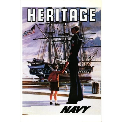 Póster de reclutamiento de postal vintage de la Marina de los Estados Unidos Early Navy - Heritage Foto 1 de 2