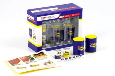 1:18 TSM SUNOCO Set Di Olio Pack Diorama Accessori Giallo/Blu TSM12AC22 - Immagine 1 di 2