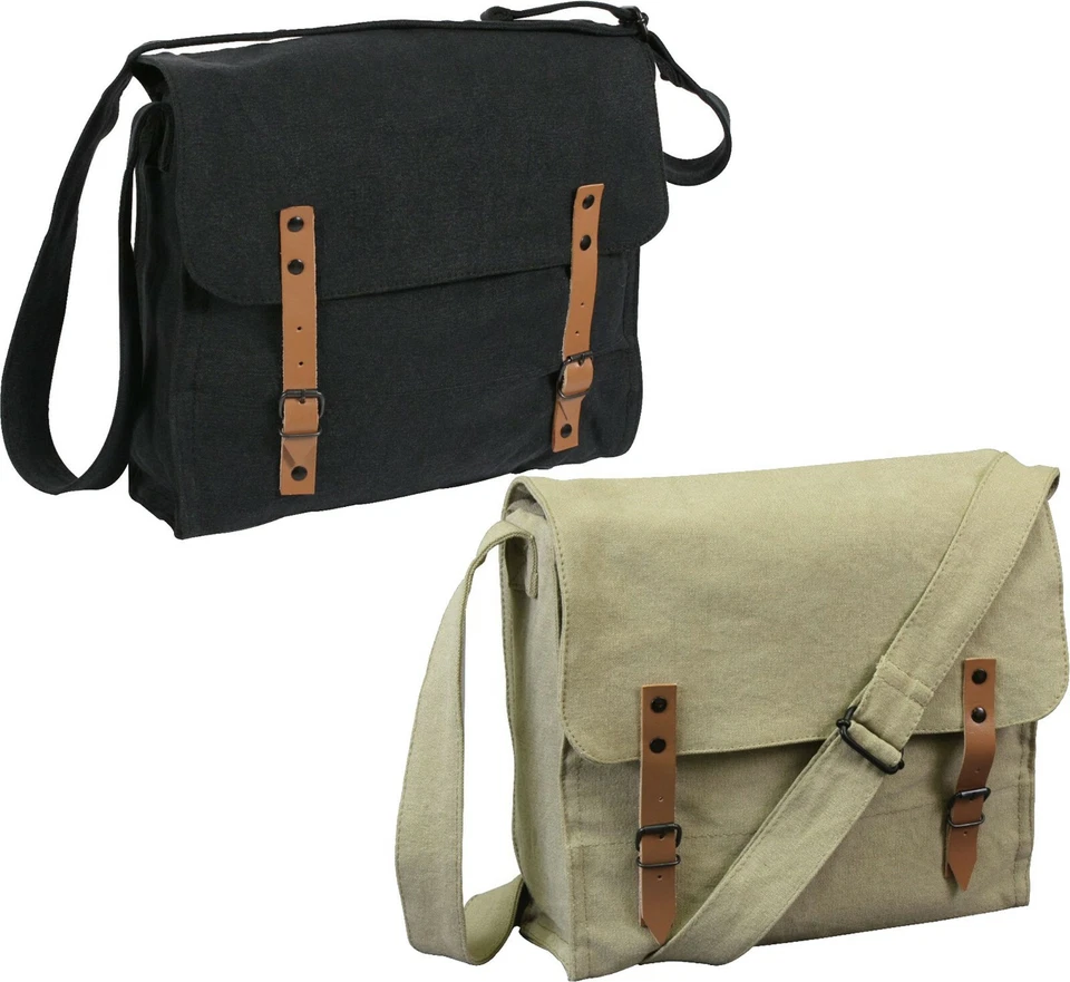 Винтажная хлопковая холщовая медицинская наплечная сумка однотонная пустая сумка-мессенджер с короткими ручками 12,5x11x3,5 - Изображение 1 из 1