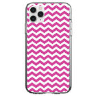 Clear Case for iPhone (Pick Model) Hot Pink White Chevron Stripes