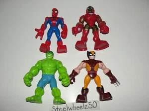 Marvel Playskool Heroes Hulk Iron Man Spiderman & Wolverine Figure Lot 2012 5" - Picture 1 of 5