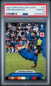 Jude Bellingham 2024 Topps Now UEFA EURO Bicycle Kick England PSA 10 - Picture 1 of 2