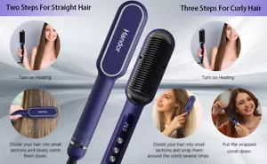 Negative Ionic Hair Straightener Brush 9 Temp Settings Silky Smooth Frizz-Free - Picture 1 of 7