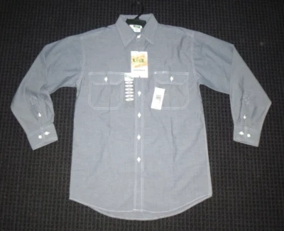 NWT Key Ind.  Blue Chambray Button Front Work Shirt Long Sleeve Sz M - Image 1 of 4