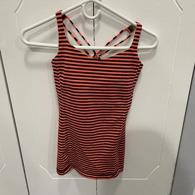 Lululemon Orange and Navy Striped Free To Be Strappy Tank Top Size 4 - Image 1 of 4