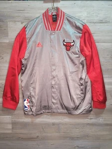 Adidas Chicago Bulls Warmup Jacket Silver And Red Size L - Picture 1 of 10