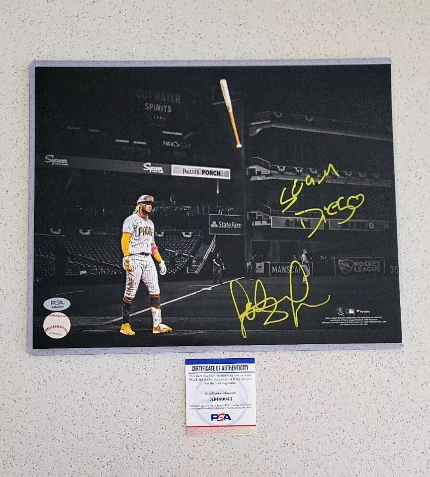 Fernando Tatis Jr Signed 11x14 Bat Flip Photo with "Slam Diego" Inscription PSA - Image 1 of 1