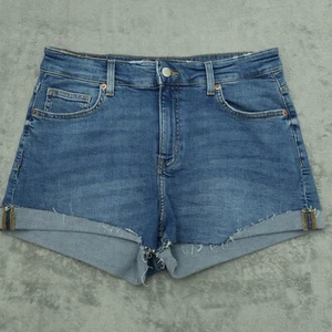 H&M Denim Mom Shorts Womens 12 Blue High-Rise Stretch Jorts 32x2-Measured Casual - Picture 1 of 12