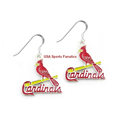 MLB - St. Louis Cardinals 925 Sterling Silver J Hook Team Logo Dangle Earrings Cover