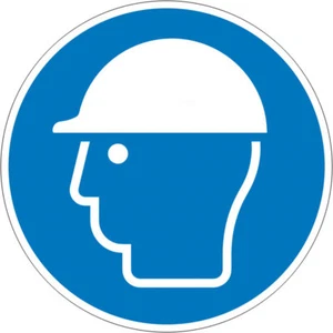 Gebotsschild, Kopfschutz benutzen, Helm aufsetzen -  Folie Ø 100 oder 200 mm - Bild 1 von 1