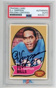 O. J. O J OJ Simpson Signed Auto 1970 Topps w/HOF 85 Rc Card PSA DNA Authentic - Picture 1 of 2