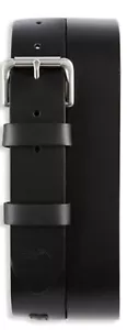 Ralph Lauren Polo Black Leather Saddle Patch Belt Mens 42 NEW - Picture 1 of 5