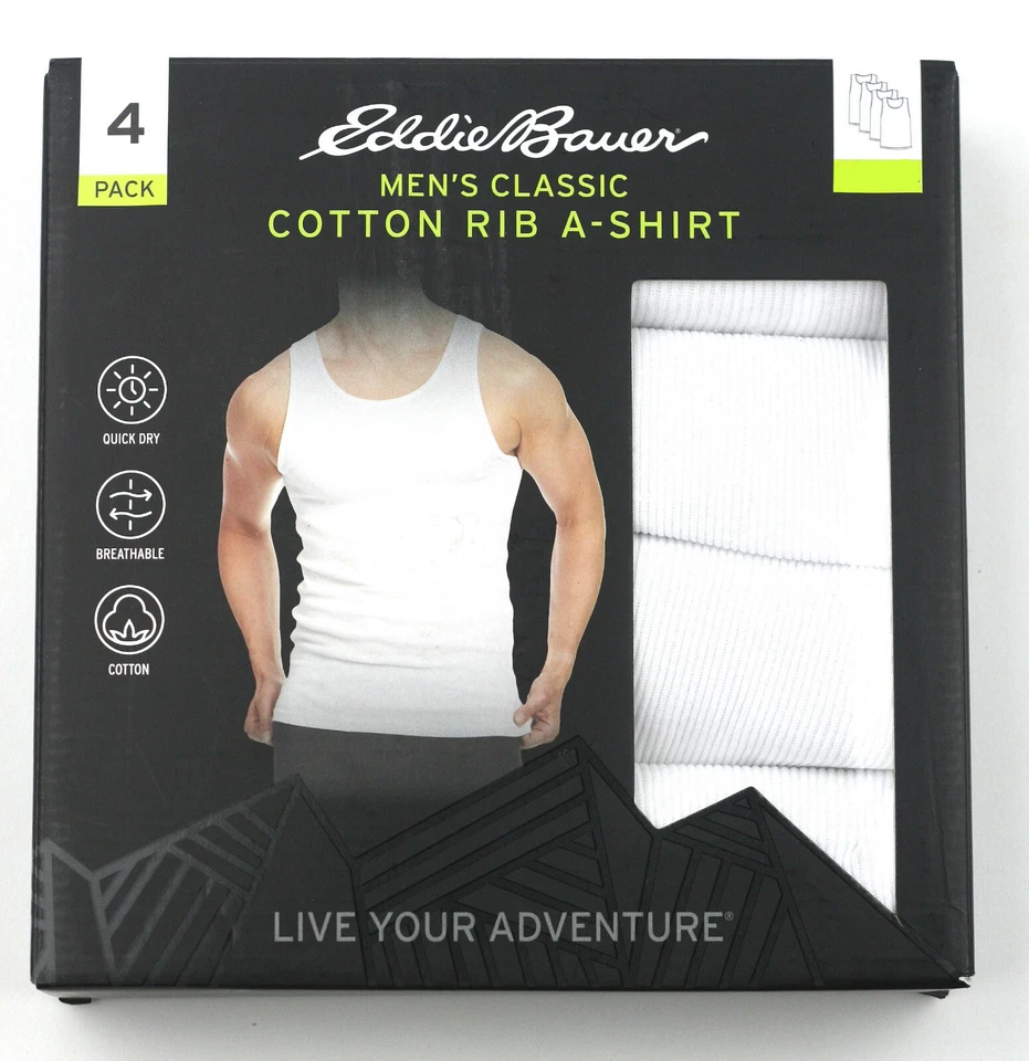 Camiseta sin mangas Eddie Bauer RIB A-Shirt acanalada paquete de 4 S,M,L,XL Foto 1 de 1