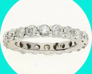 Natural Diamond Eternity Band Anniversary Wedding Ring 2CT H Color 18K WG 4.75 - Picture 1 of 8