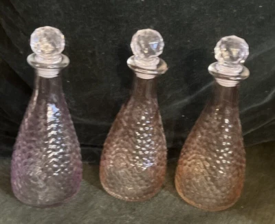 3 锤状卵石设计彩色玻璃瓶带塞子粉色紫色  — 第 1/3 张图片