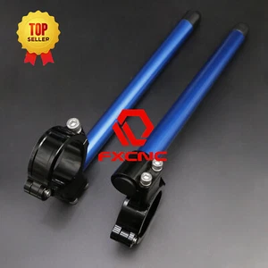 Blue&Black Universal 37mm Regular Motor Clip-Ons Handlebar Handle Bar Clip Ons - Picture 1 of 10