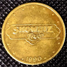 1990 Chuck E Cheese Token One Side Other Side Showbiz Pizza Brass .9375"