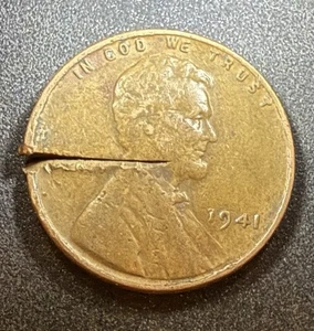1941 Lincoln Wheat Cent Spilt Planchet ~ Multiple Errors - Picture 1 of 4