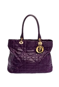 Dior Purple Cannage Quilted Coated Canvas and Leather Lady Dior Tote - Picture 1 of 14