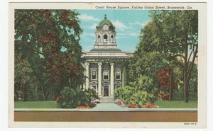 Vintage Postcard Court House Square Facing Union Street Brunswick Georgia 1948 - Picture 1 of 2