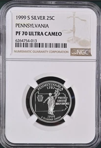 1999 S Silver 25¢ Pennsylvania NGC PF 70 Ultra Cameo - Picture 1 of 2