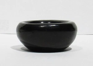 VINTAGE OLD PAWN Santa Clara Pueblo Native American Pottery Black Pot Bowl 1.25" - Picture 1 of 11