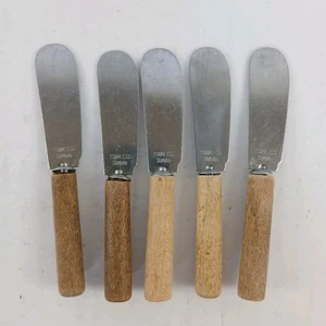 Set 5 Coltelli Formaggio Vintage Party Stendifeste Taiwan Manico Legno Salumi 4,1/4" - Foto 1 di 4