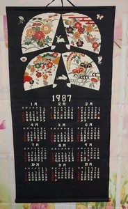 Japanese Hanging Scroll Kakejiku Calendar 1987 Zodiac Made in Japan - Picture 1 of 8