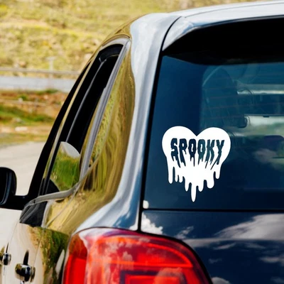 Calcomanía de vinilo corazón espeluznante pegatina coche camión ventana computadora portátil Halloween espeluznante Foto 1 de 4