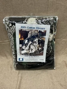 The Rug Barn American Classics Cotton Night of the Wolves 65x53 Throw Blanket - Picture 1 of 3