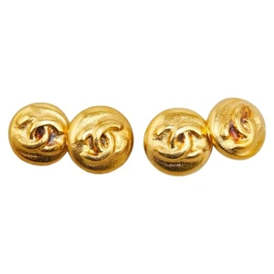 CHANEL vintage COCO Mark Round 2 in a row cuffs Women 【Used】 - Picture 1 of 5