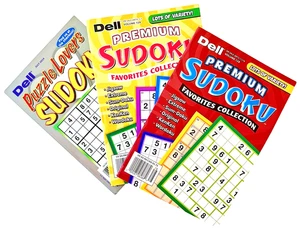 NEW Lot 3 Penny Press Dell Sudoku Premium Favorite Puzzle Lovers Puzzle Books - Imagen 1 de 2