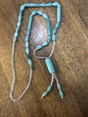 Collar estilo Lariat gota con cuentas de aventurina verde y vidrio, 28" Foto 1 de 4