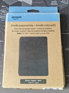 Genuine Amazon Kindle Colorsoft and Paperwhite Plant-Based Leather Cover - Black - Picture 1 of 3