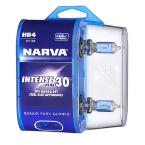 NARVA HB4 12V 51W INTENSE PLUS 30 HEADLIGHT GLOBES + Bonus Parker Globes - Picture 1 of 3