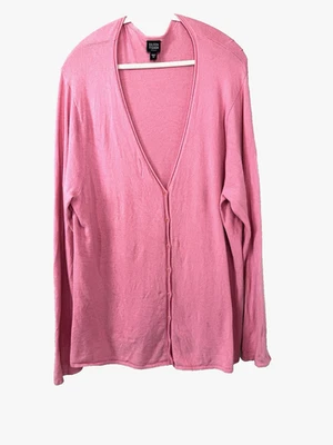 Eileen Fisher 粉色针织开衫 1X 软芯最小舒适分层办公室着色 — 第 1/4 张图片