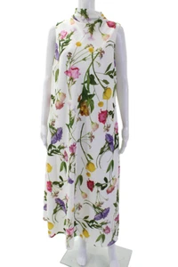 Ted Baker London Womens Floral Cowl Neck Midi Trapeze Dress White Size 6 - Picture 1 of 7