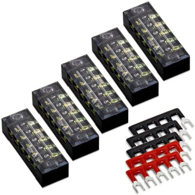 Dual Row 5 Positions 600V 15A Screw Terminal Strip with Barrier Strip 5 Sets - Image 1 of 4