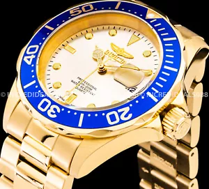 Invicta Men PRO DIVER 18Kt Dial Blue Case Bracelet Fashion Elegant GOLD Watch - Picture 1 of 10