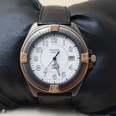 VINTAGE PULSAR by Seiko Watch Leather Black Band Water Resistant....NEW BATTERY  - Image 1 of 4