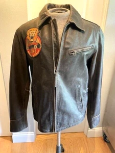 LOINS DRAG STRIP, BLACK LEATHER TRIBUTE JACKET, SIZE MEDIUM/42 - Picture 1 of 12