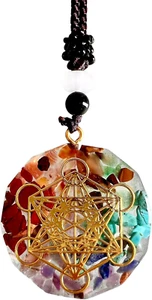 Ciondolo 7 Chakra Collana Orgonite Yoga Meditazione Cubo Di Metatron Geometria S - Foto 1 di 12